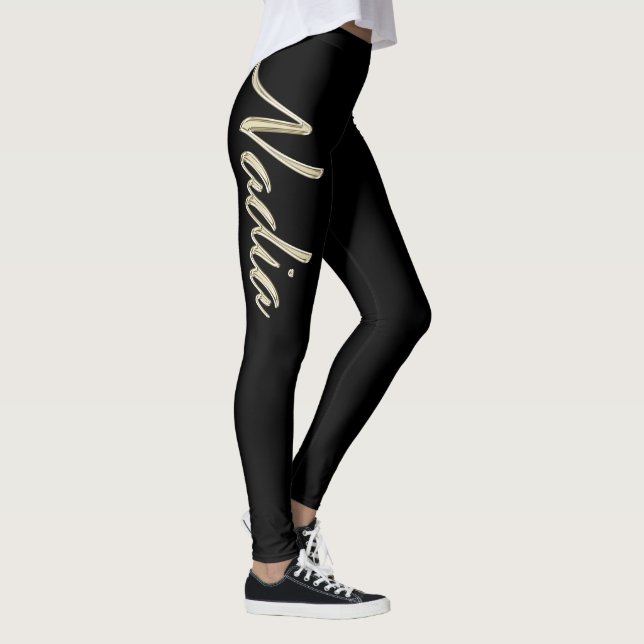 Nadia white gold Handwriting trousers Leggings (Right)