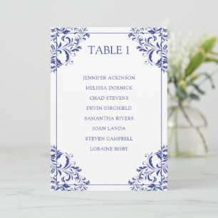 Nadine Seating Chart Table List Card Royal Blue