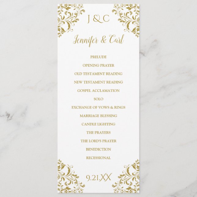 Nadine Wedding Ceremony Program -Tea-Length (Gold) (Front)