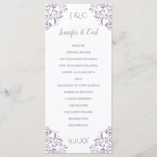 Nadine Wedding Program  Tea_Length Lavender