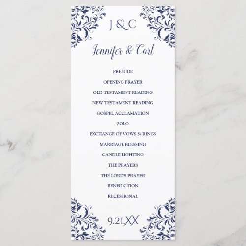 Nadine Wedding Program  Tea_Length Navy Blue