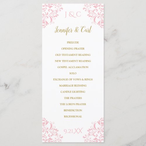 Nadine Wedding Program  Tea_Length Pink  Gold