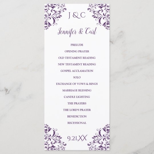 Nadine Wedding Program Tea Length Plum Purple Zazzle Com