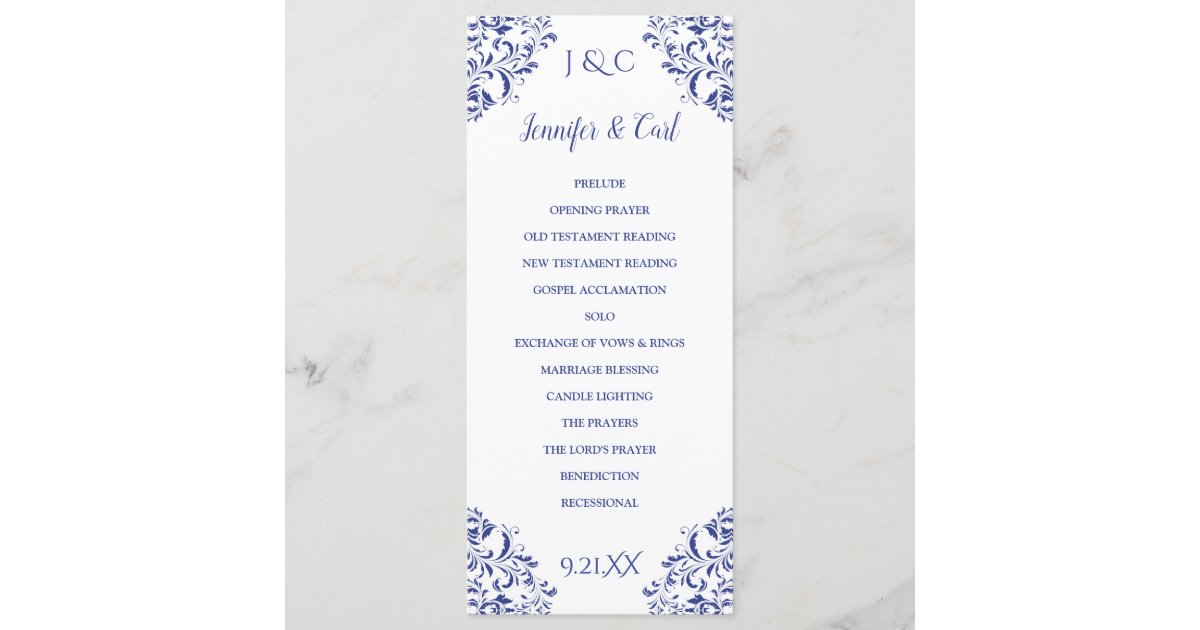 Nadine Wedding Program Tea Length Royal Blue Zazzle Com