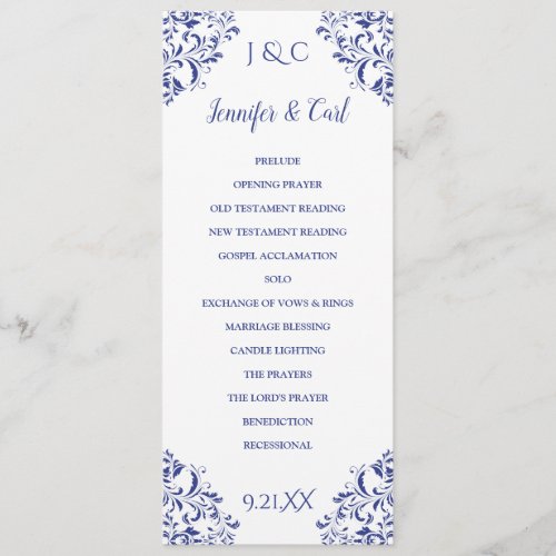 Nadine Wedding Program  Tea_Length Royal Blue