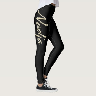 Nadja white gold handwriting hose leggings