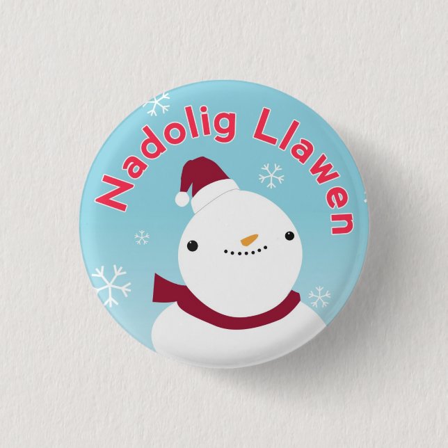 Nadolig Llawen Christmas Welsh Button Pin Badge (Front)