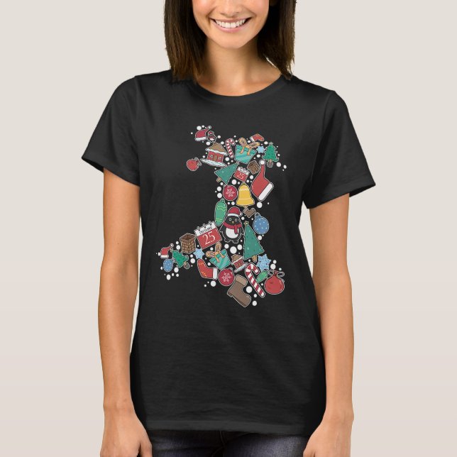 Nadolig Llawen Happy Christmas Wales Map Welsh Xma T-Shirt (Front)