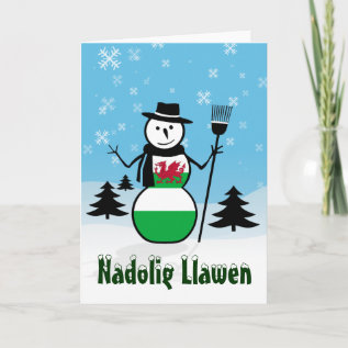 Nadolig Llawen Merry Christmas Wales Snowman Holiday Card at Zazzle