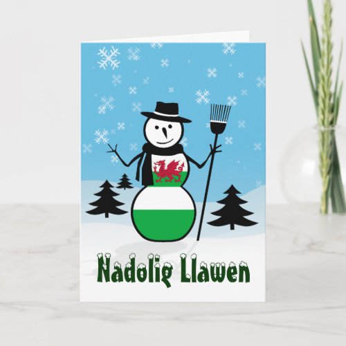 Nadolig Llawen Merry Christmas Wales Snowman Holiday Card