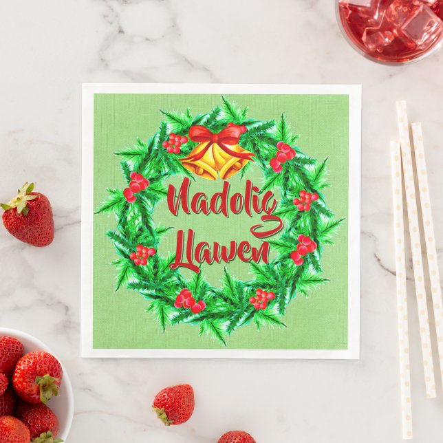 Nadolig Llawen Welsh Merry Christmas Paper Dinner Napkins (Insitu)