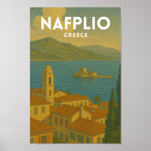 Nafplio Greece Vintage Journey Poster