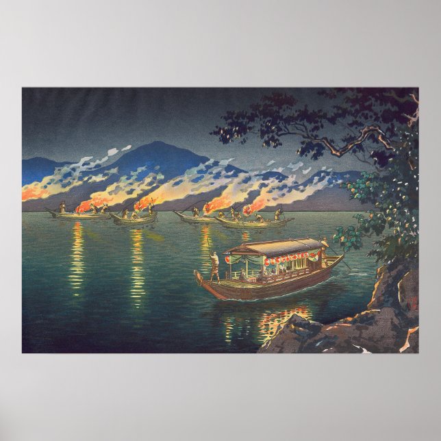 Nagaragawa Cormorant Fishing  Tsuchiya Koitsu Poster (Front)