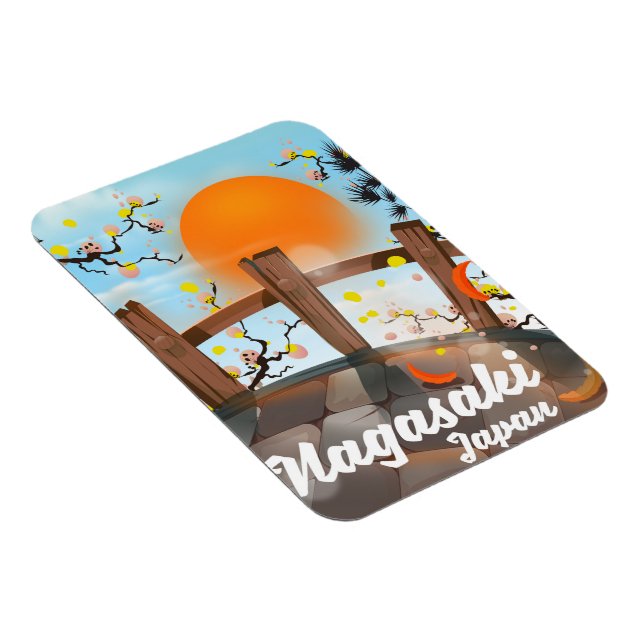 Nagasaki Japanese blossom poster. Magnet (Right Side)