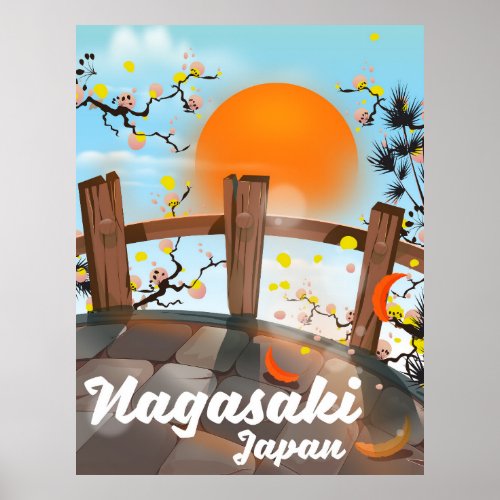 Nagasaki Japanese blossom poster Poster
