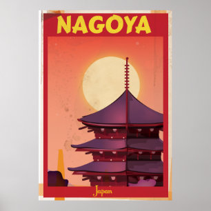 Nagoya, Japan Vintage Travel Poster