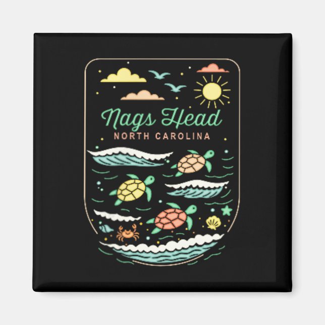 Nags Head Nc Cute Beach Vacation Sea Turtle Lover  Magnet (Front)