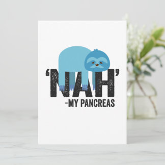 Nah my Pancreas Funny Diabetes Blue Ribbon Sloth Thank You Card