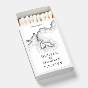 Nahant MA Map Elegant Black White Wedding Favor Matchboxes