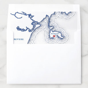 Nahant MA Map Elegant Navy Blue Wedding Envelope Liner