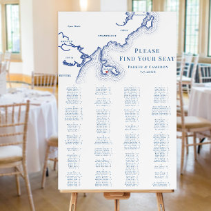 Nahant MA Wedding Alphabetized 200 p Seating Chart Foam Board