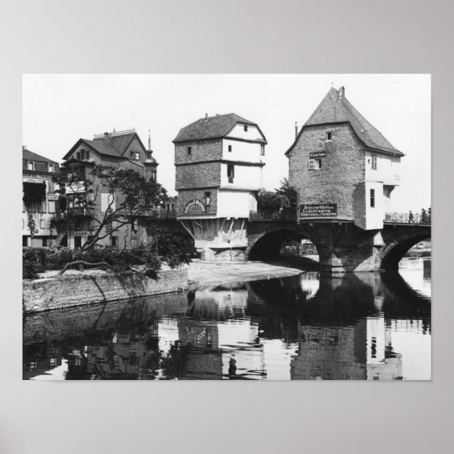 Nahe Bridge, Bad Kreuznach, c.1910 Poster (Front)