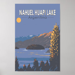 Nahuel Huapi Lake Argentina Travel Art Vintage Poster