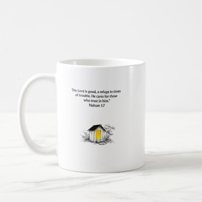 Nahum 1:7 Bible Verse Christian Mug (Left)