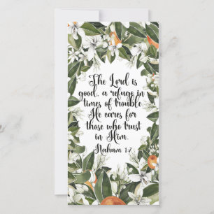 Nahum 1:7, Watercolor Bible verse bookmark
