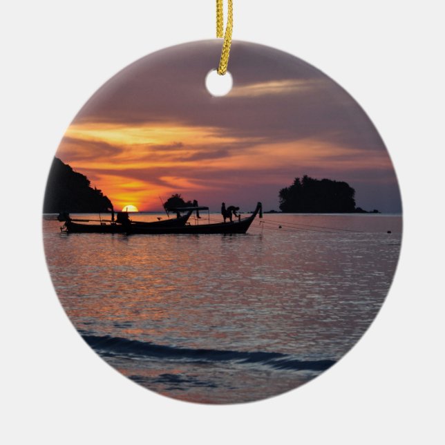 Nai Yang Beach, Phuket, Thailand sunset Ceramic Ornament (Front)