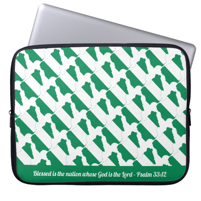 Naija NIGERIA FLAG Custom Scripture Laptop Sleeve (Front)