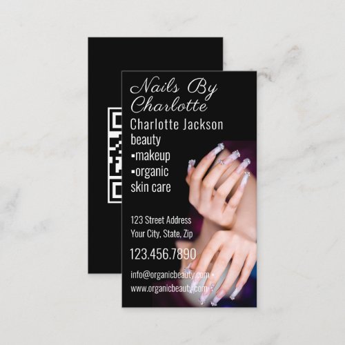 Nail Art Beauty Salon Manicure Specialist QR Code  Business Card