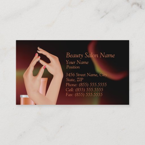 Customizable Nail Art Cosmetic Salon Business Card