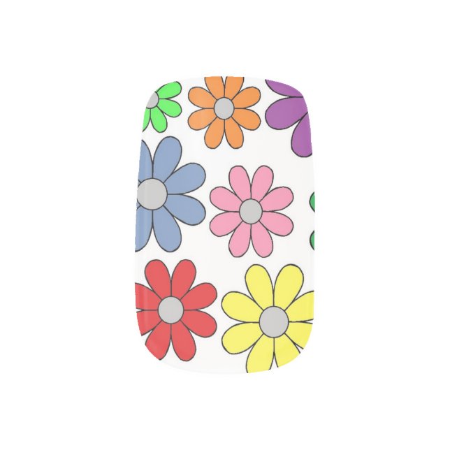 Nail Art Decals - Crazy Daisies! (Left Thumb)