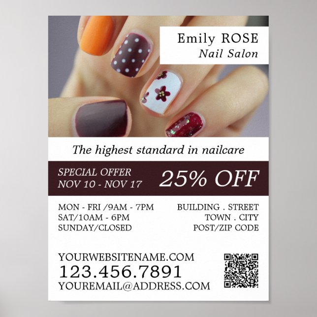 Nail Art, Nail Technician, Nail Salon Advertising Poster (Front)