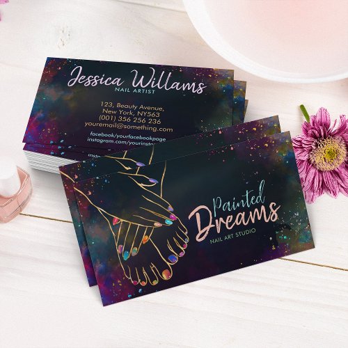 Nail Art Studio _ colorful abstract Business Card