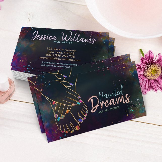 Nail Art Studio - colorful abstract Business Card (Creator Uploaded)