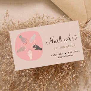 Nail Art Technician Artist Social Media Modern Fun Business Card