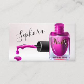 Nail Art Technician - Fuchsia Nail Polish Business Card