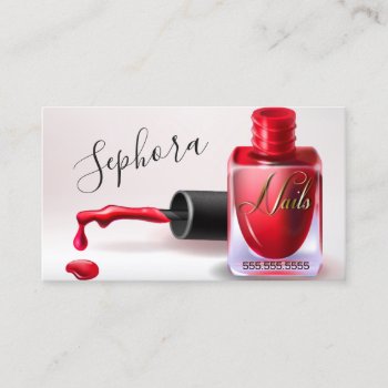 Nail Art Technician  - Red Nail Polish Business Card by EleganceUnlimited at Zazzle