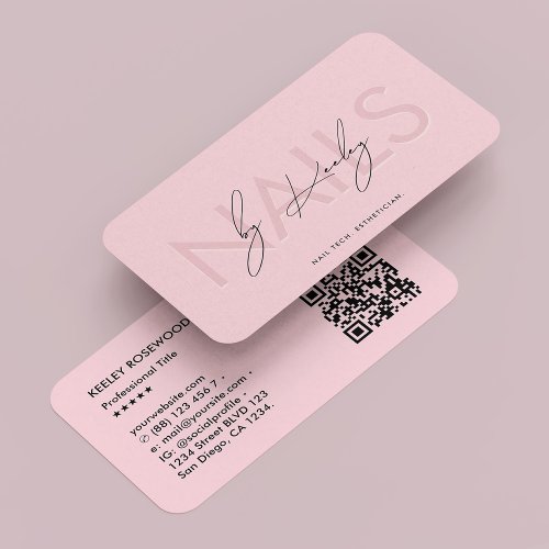 Nail Artist Aesthetic Pink Pastel Elegant Business Card