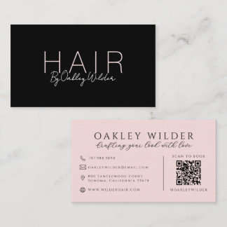 Nail Artist Black Blush Pink QR Code Business Card