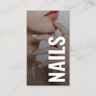 Nail Artist Bold Script Typography Photo Business Card
