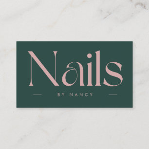 nail artist bold typography green and pink business card
