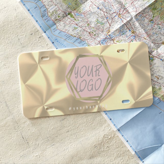 Nail Artist Business Logo Abstract  Chrome Gold License Plate (In Situ)