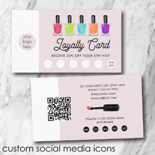 Nail Artist Business Logo QR Code Loyalty Business Card