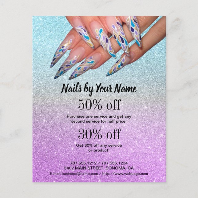 nail artist business personalized flyer (Front)