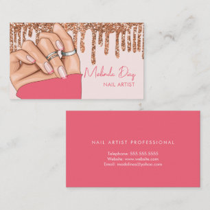 Nail Artist Designer Salon Faux Glitter Manicure Business Card