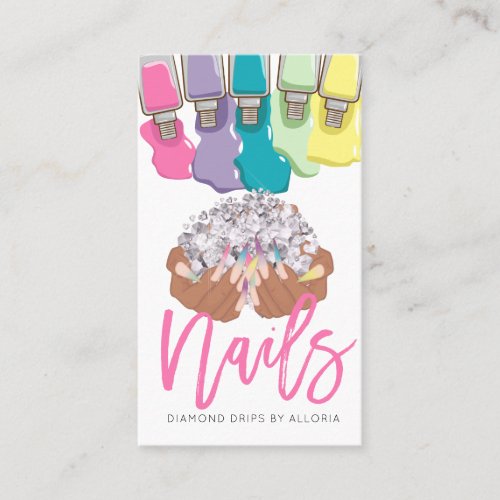 Nail Artist Dripping Polish Hand Logo Nail Salon   Business Card