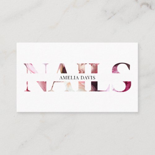 Nail Artist Elegant Floral White Pink Manicurist Appointment Card